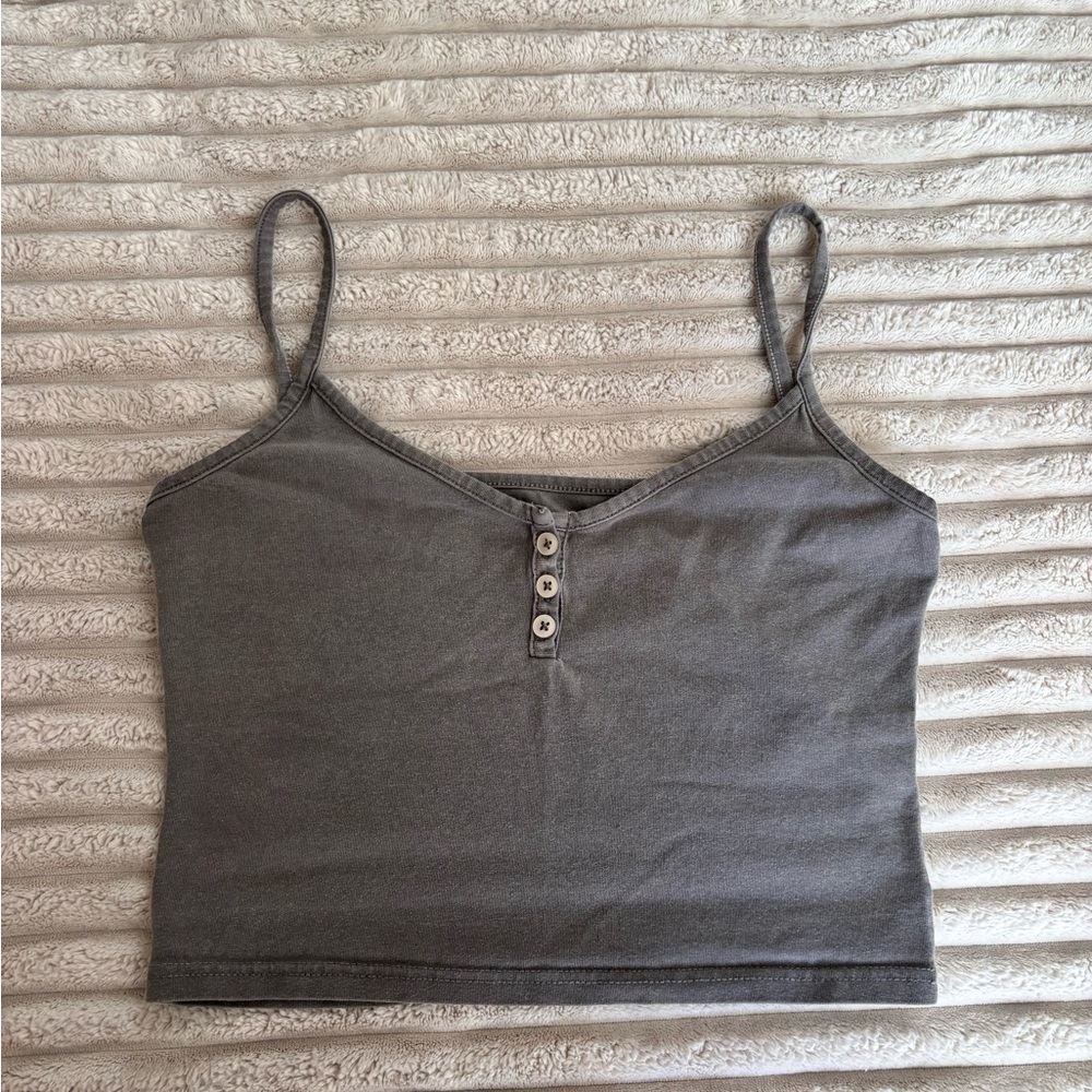 Brandy Melville John Galt Charcoal Buttoned Tank Top